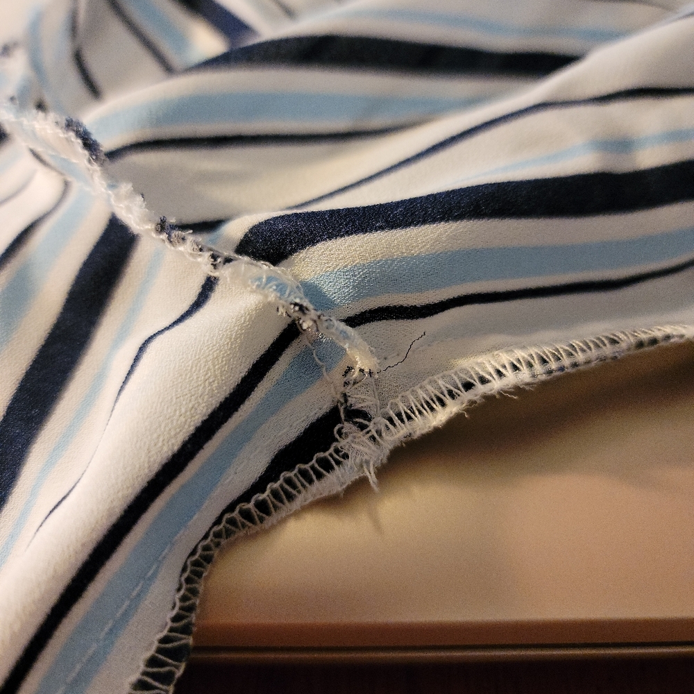 Spense blouse with mandarin collar and stipes Med - Picture 7 of 8